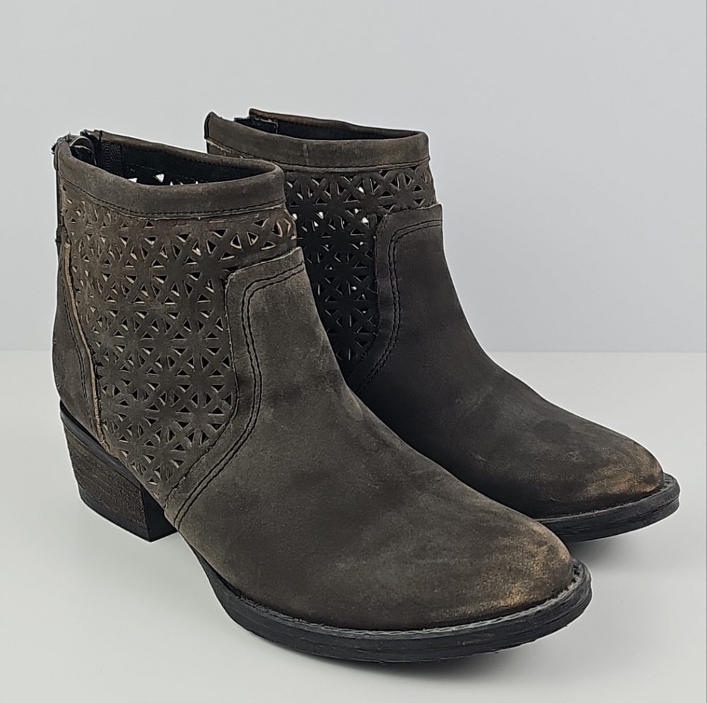 Harley-Davidson® Womens Liam Distressed Toe 6.5 Black Moto Boots Boho Chic Biker